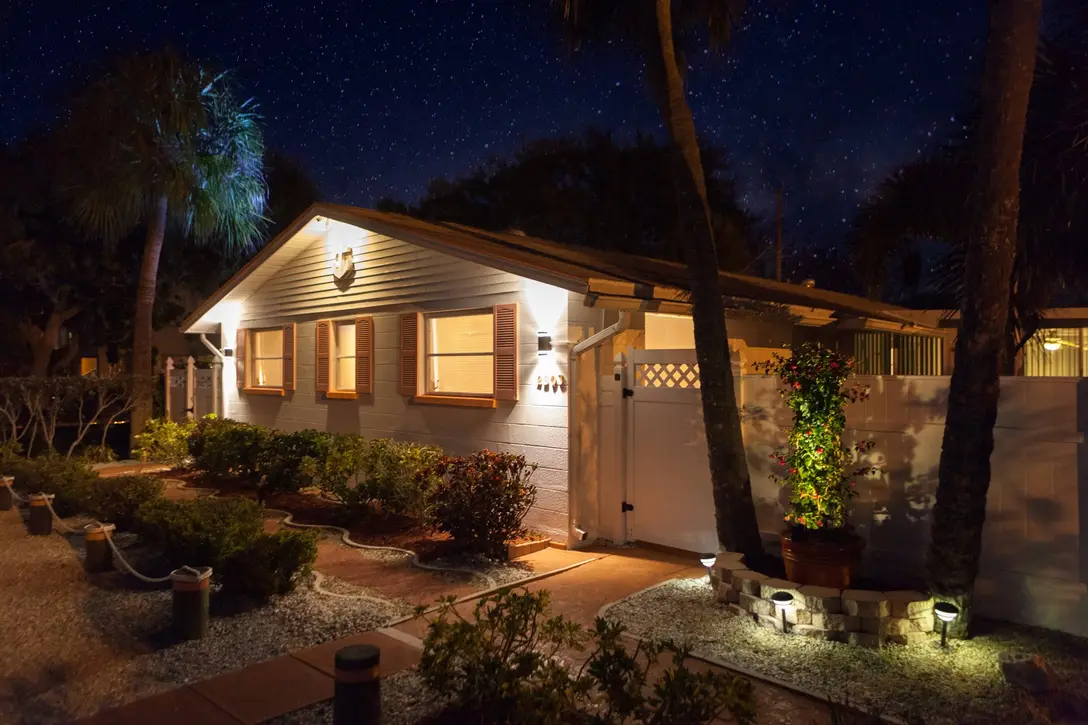 Happy Turtle B beach duplex at night under a starry sky, Bradenton Beach, Anna Maria Island