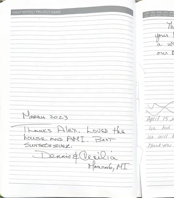 Handwritten guest book page from Dennis & Cecilia F.