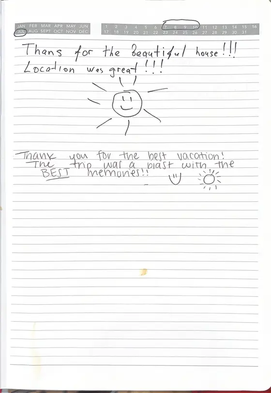 Handwritten guest book page from A guest