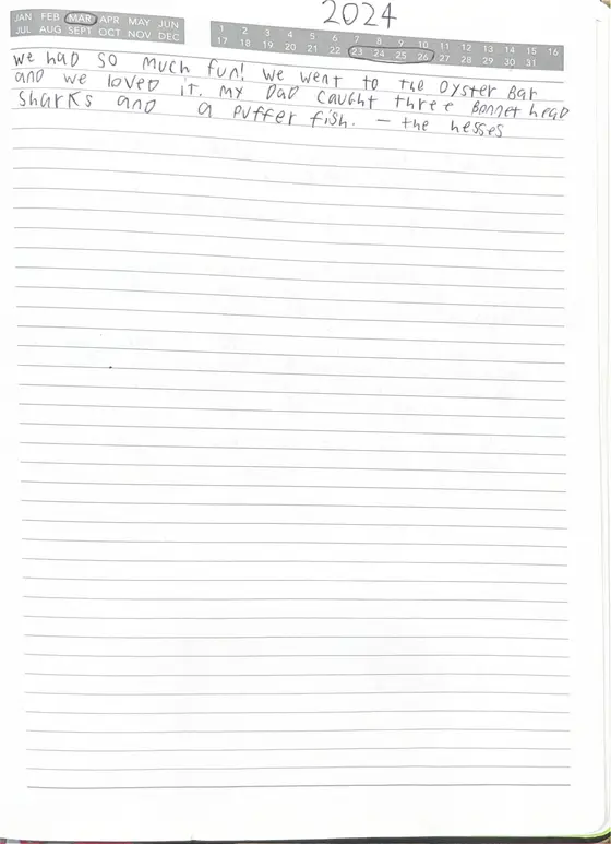 Handwritten guest book page from The Hesse Family