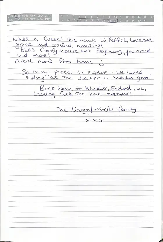 Handwritten guest book page from The Dougan & McNeill Family